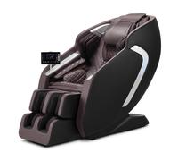 VEVOR Fauteuil de massage avec rail SL, fauteuil relaxation massage 4D inclinable, zéro gravité, mode étirement yoga, avec voix IA, chauffage, 36 airbags, écran LCD, boutons d'accoudoir, roulettes