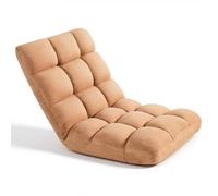 VEVOR Fauteuil de Sol Pliable, Dossier Réglable à 14 Positions, Chaise de Sol en Polaire Corail avec Structure en Métal et Mousse Recy Canapé pour Lecture, Détente, Méditation, Marron Foncé
