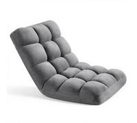 VEVOR Fauteuil de Sol Pliable, Dossier Réglable à 14 Positions, Chaise de Sol en Polaire Corail avec Structure en Métal et Mousse Recy Canapé de Relaxation pour Lecture, Détente, Méditation, Gris