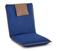 VEVOR Fauteuil de Sol Pliable, Dossier Réglable à 6 Positions, Chaise de Sol en Suédine avec Structure en Métal et Mousse Recyclée, pour Lecture, Détente, Méditation, Sangle de Transport, Bleu Foncé