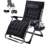 VEVOR Fauteuil en apesanteur, chaise longue en apesanteur de 84 cm pour l'intérieur et l'extérieur, chaise réglable anti-gravité avec coussin, appui-tête, repose-pieds et porte-boisson, 227 kg, noir