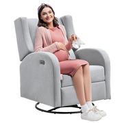 VEVOR Fauteuil Inclinable Électrique Angle Réglable Entre 110° et 165°, Chaise de Relaxation Pivotante Capacité de Charge 113,4 kg, Surface en Polyester, pour Salon, Chambre à Coucher, Gris Clair