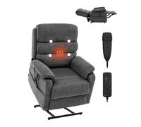 VEVOR Fauteuil inclinable électrique, fauteuil releveur avec chaleur et massage pour personnes âgées, fauteuil relax à double moteur avec 2 cordes anti-chute, réglage de position infini, gris foncé, M