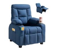 VEVOR Fauteuil Inclinable pour Enfants, Chaise Relax Ergonomique, avec Porte-gobelets et Poches, Dossier Réglable 107°-126°, Tissu Polyester Respirant avec Repose-Pieds, pour Chambre d’Enfants, Bleu