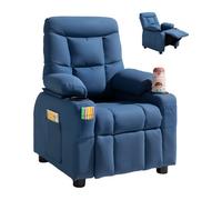 VEVOR Fauteuil Inclinable pour Enfants, Chaise Relax Ergonomique, avec Porte-gobelets et Poches, Dossier Réglable 107°-126°, Tissu Polyester Respirant avec Repose-pieds, pour Chambre d’Enfants, Bleu