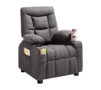 VEVOR Fauteuil inclinable pour enfants, chaise relax ergonomique avec porte-gobelets, poches et repose-pieds, dossier réglable 107°-126°, tissu en polyester respirant, pour chambre d’enfants, gris
