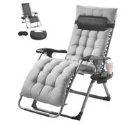 VEVOR Fauteuil Inclinable Zéro Gravité, 645 mm, Transat Relax Jardin pour Intérieur Extérieur, Chaise Longue Anti-gravité Réglable avec Coussin, Appui-tête, Repose-pieds, Porte-gobelet, 226,8 kg, Gris