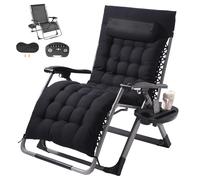 VEVOR Fauteuil Inclinable Zéro Gravité, 825 mm, Transat Relax Jardin pour Intérieur Extérieur, Chaise Longue Anti-gravité Réglable avec Coussin, Appui-tête, Repose-pieds, Porte-gobelet, 226,8 kg, Noir