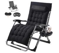 VEVOR Fauteuil Inclinable Zéro Gravité, 825 mm, Transat Relax Jardin pour Intérieur Extérieur, Chaise Longue Anti-gravité Réglable avec Coussin, Appui-tête, Repose-pieds, Porte-gobelet, 226,8 kg, Noir
