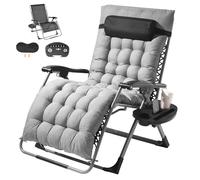 VEVOR Fauteuil Inclinable Zéro Gravité, 825 mm, Transat Relax Jardin pour Intérieur Extérieur, Chaise Longue Anti-gravité Réglable avec Coussin, Appui-tête, Repose-pieds, Porte-gobelet, 226,8 kg, Gris