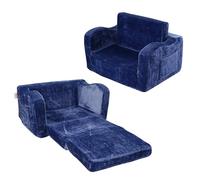 VEVOR Fauteuil pour enfants pliable, canapé pour enfant 2 en 1, en éponge 25D haute densité souple et confortable et housse en tissu de flanelle, meuble de salle de jeux, cadeau pour tout-petits, bleu