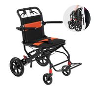 VEVOR Fauteuil roulant alliage d'aluminium, siège large 45,7 cm, chaise de transport ultra-légère pliable avec accoudoirs rabattables, frein autobloquant, capacité charge 100 kg, pour personnes âgées