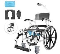 VEVOR Fauteuil roulant de douche, 440 mm, fauteuil roulant de salle de bain en alliage d'aluminium, capacité de charge 136 kg, chaise de douche roulante réglable avec frein pour personnes handicapées