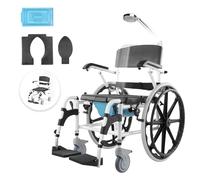 VEVOR - Fauteuil roulant de douche en alliage d'aluminium de 17,5 pouces de large pour douche intérieure, chaise de douche réglable avec frein pour adultes handicapés, chaise de transport de 300