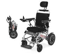 VEVOR Fauteuil Roulant Électrique, Charge 136 kg, avec Dossier Réglable, Autonomie 21 km, Siège Spacieux 450 mm, Fauteuil Roulant Motorisé Pliable Léger Portable pour Personnes Âgées, Handicapées