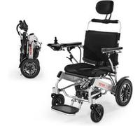 VEVOR Fauteuil Roulant Électrique Pliable Capacité 136kg Portée 21km Réglage à 5 Vitesses Noir et Argent
