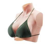VEVOR Faux Seins Plastron en Silicone à Col Haut Bonnet C Forme Poitrine Artificielle Peau Réaliste Remplis Silicone, Grande Élasticité, pour Travestis Transgenres Amateurs Cosplay Drag Queen, Ivoire
