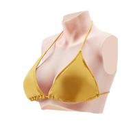 VEVOR Faux Seins Plastron en Silicone à Col Haut Bonnet D Forme Poitrine Artificielle Peau Réaliste Remplis Silicone, Grande Élasticité, pour Travestis Transgenres Amateurs Cosplay Drag Queen, Ivoire