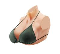 VEVOR Faux Seins Plastron en Silicone à Col Haut Bonnet E Forme Poitrine Artificielle Peau Réaliste Remplis Silicone, Grande Élasticité, pour Travestis Transgenres Amateurs Cosplay Drag Queen, Ivoire