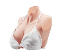 VEVOR Faux Seins Plastron en Silicone à Col Haut Bonnet K Forme Poitrine Artificielle Peau Réaliste Remplis Silicone, Grande Élasticité, pour Travestis Transgenres Amateurs Cosplay Drag Queen, Ivoire