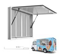 VEVOR Fenêtre pour Food Truck 114x76 cm Guichet de Vente à Hayon Relevable, pour Camion Restaurant Commerce Ambulant, 4 Vantaux Moustiquaires Coulissants Amovibles, Baie de Service avec Auvent à 85°