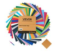 VEVOR Feuille Vinyle Thermocollant HTV Lot de 50PCs 30,48x30,48 cm Multicolore