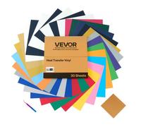 VEVOR Feuille Vinyle Thermocollant HTV Lot de 30PCs 30,48x30,48 cm Multicolore