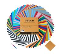 VEVOR Feuille Vinyle Thermocollant HTV Lot de 80PCs 30,48x30,48 cm Multicolore