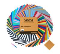 VEVOR Feuille Vinyle Thermocollant HTV Lot de 80PCs 30,48x30,48 cm Multicolore