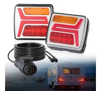 VEVOR Feux de Remorque Carrés 2PCs, Feux Arrière/Stop/Clignotant/ de Plaque d'Immatriculation, Kit d'Éclairage de Remorque Étanche 12 V Filaire, avec Faisceau de Câbles, pour Bateau, Camion, Bus