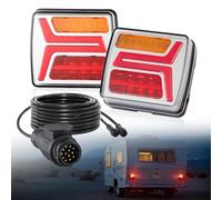 VEVOR Feux de Remorque Carrés 2PCs, Feux Arrière/Stop/Clignotant/de Plaque d'Immatriculation, Kit d'Éclairage de Remorque Étanche 12 V Filaire, avec Faisceau de Câbles, pour Bateau, Camion, Bus