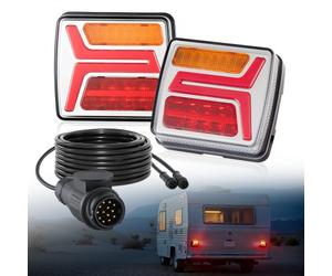 VEVOR Feux de Remorque Carrés 2PCs, Feux Arrière/Stop/Clignotant/ de Plaque d'Immatriculation, Kit d'Éclairage de Remorque Étanche 12 V Filaire, avec Faisceau de Câbles, pour Bateau, Camion, Bus