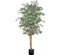 VEVOR Ficus artificiel, 1524 mm, avec pot noir, plante ficus artificielle avec tronc en bois naturel & feuilles vertes réalistes, arbre en soie pour l'intérieur, pour la maison, le bureau, le salon