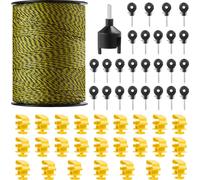 VEVOR Fil de clôture électrique, 1640 pieds 500 m de polyfilament portable, 1/8 de pouce de diamètre, 6 torons en acier inoxydable, câble de clôture avec 25 isolateurs de clôture et 25 isolateurs de p