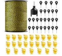 VEVOR Fil de Clôture Électrique, 500 m, Corde en Fibre PEHD Tissée et 6 Brins de Fil Acier Inox, Diamètre 3 mm, avec 25 Isolateurs de Clôture, 25 Isolateurs de Poteau T, pour Chevaux, Bovins, Bétail