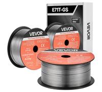 VEVOR Fil Fourré sans Gaz 0,9 mm 0,9 kg par Bobine Fil de Soudage MIG E71T-GS pour Soudage à l'Arc de Toutes Positions, Auto-protégé, Utilisation Extérieure, Acier Doux, Faible Projection, Lot de 3