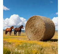 VEVOR Filet à Foin Balle Ronde 1,5x1,5x1,5 m Filet Balle Foin Cheval PE pour Alimentation Lente Chevaux, Maille 3,8 cm sans Nœuds Attaches Autobloquantes Navette Aiguilles Ficelle Réparation et Sac