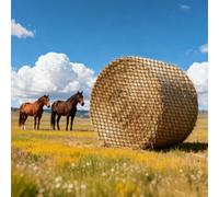 VEVOR Filet à Foin Balle Ronde 1,5x1,5x1,5 m Filet Balle Foin Cheval Polyéthylène Maille 4,2 cm pour Alimentation Lente Chevaux, sans Nœuds Attaches Autobloquantes Navette Aiguille Ficelle Réparation