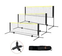 VEVOR Filet de badminton, 3,02 m, filet pliable de volley-ball réglable en hauteur, filet de tennis portable avec poteaux, support et sac de transport, pour les jeux intérieur et extérieur de l'enfant