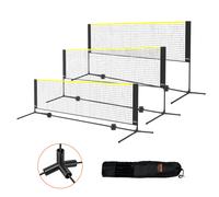 VEVOR Filet de badminton, 3,02 m, filet pliable de volley-ball réglable en hauteur, filet de tennis portable avec poteaux, support et sac de transport, pour les jeux intérieur et extérieur de l'enfant