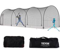 VEVOR Filet de cage de frappe de base-ball avec cadre et filet 10 x 3,6 x 3 m, filet de cage de base-ball à frapper et à poser, filet de base-ball, cage de frappe pour adolescents ou adultes Noir Arri