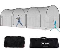 VEVOR Filet de cage de frappe de base-ball avec cadre et filet 12 x 3,6 x 3,6 m, filet de cage de base-ball à frapper et à poser, filet de base-ball, cage de frappe pour adolescents ou adultes Noir Ar