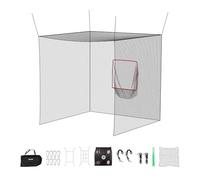 VEVOR Filet de Frappe de Golf 3,05x3,05x3,05 m, Cage d'Entraînement de Golf Portable, pour Entraînement Extérieur et Intérieur, avec Filet en Polyester 3 Plis sans Nœuds et Cible de Baseball 9 Trous