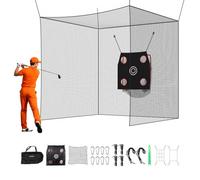 VEVOR Filet de Frappe de Golf 3,05x3,05x3,05 m, Cage d'Entraînement de Golf Portable, pour Entraînement Extérieur et Intérieur, avec Filet en Polyester 3 Plis sans Nœuds et Cible de Baseball 9 Trous