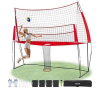 VEVOR Filet de Volley-Ball 2 en 1, Filet d'entraînement de Volley-Ball Portable réglable en Hauteur avec Retour de Balle, Installation Facile pour Service en intérieur et en extérieur dans Le Jardin