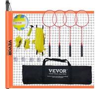 VEVOR Filet de Volley-ball et de Badminton Acier Hauteur Réglable Orange Orange