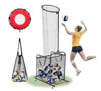 VEVOR Filet de Volley-Ball Portable, équipement d'entraînement de Volley-Ball réglable en Angle et Hauteur avec Chariot, Roues, Sac Transport, Filet Cible intérieur/extérieur pour Service des Piques