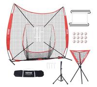 VEVOR Filet d'Entraînement de Baseball Softball 244x211 cm, Filet pour Frapper, Attraper, Lancer, Équipement de Baseball avec Cadre d'Arc, Sac de Transport, Zone de Frappe, 12 Balles, Tee, Collecteur