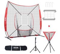 VEVOR Filet d'Entraînement de Baseball Softball 244x211 cm, Filet pour Frapper, Attraper, Lancer, Équipement de Baseball avec Cadre d'Arc, Sac de Transport, Zone de Frappe, Balle, Tee, Collecteur