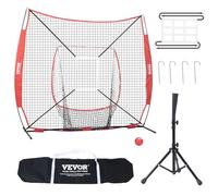 VEVOR Filet d'Entraînement de Baseball Softball 244x211 cm, Filet pour Frapper, Attraper, Lancer, Équipement de Baseball avec Cadre d'Arc, Sac de Transport, Zone de Frappe, Balle, Tee de Frappeur